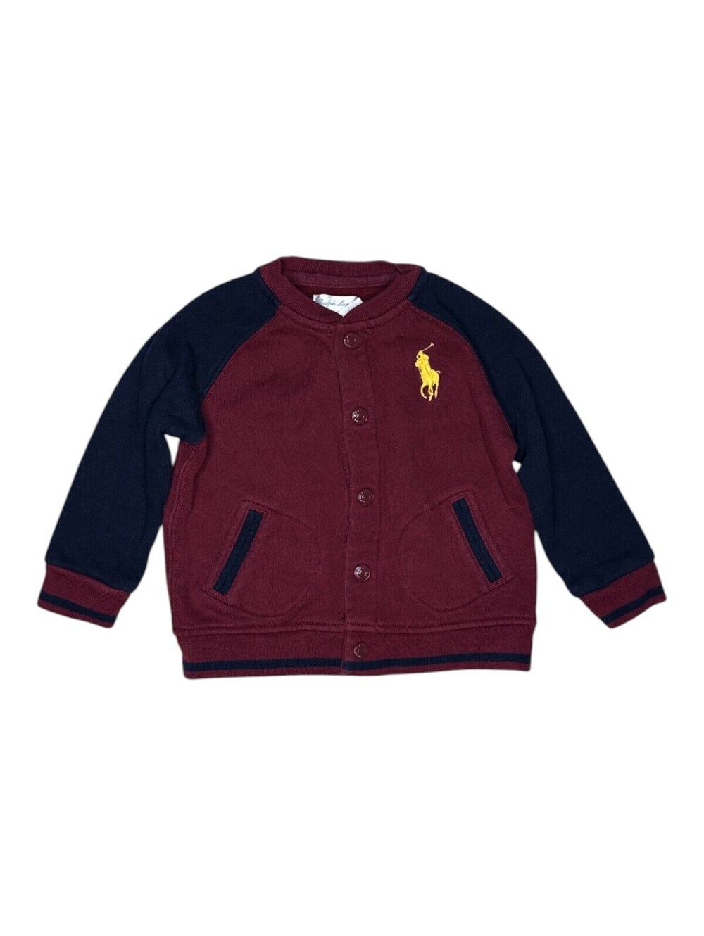 Ralph Lauren Baby Boys' Burgundy and Black Cotton Blend Jacket, Size 9M